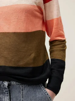 Bellerose Senia Relaxed Linnen T-shirt Black beauty / Light rose / Military