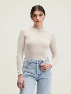 Bellerose Vibke Lange Mouwen T-shirt Cream Clearance