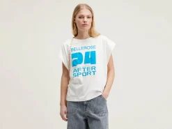 Bellerose Vice Regular Katoen T-shirt Vintage white Online