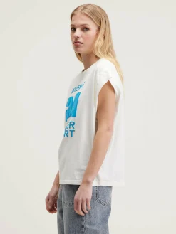 Bellerose Vice Regular Katoen T-shirt Vintage white Online