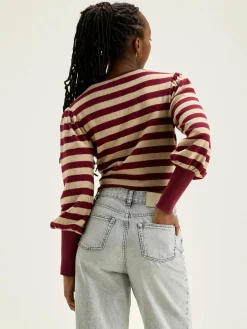 Bellerose Vidoum Pofmouwen T-shirt Antique white / Grenat Discount